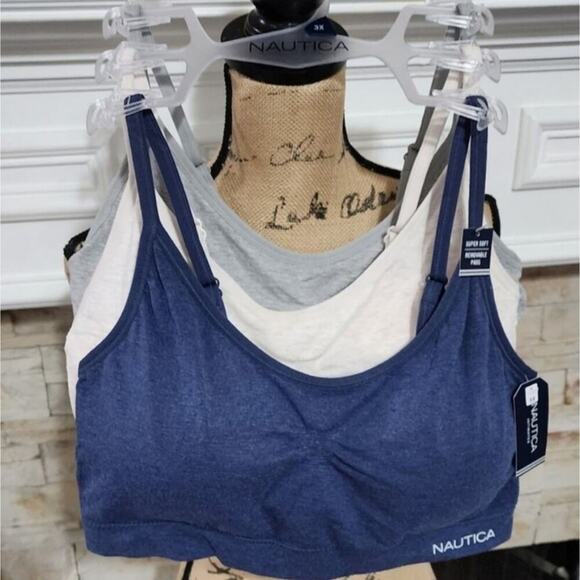 Nautica 3‎ pk active athletic workout lounge bras bralettes plus size 3X new - Picture 1 of 7